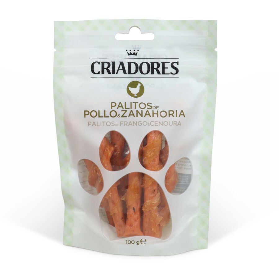 Criadores Palitos de Pollo y Zanahoria snack para perros